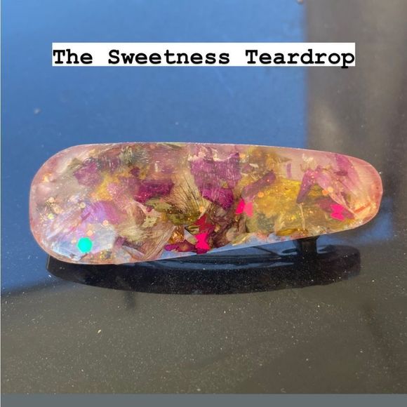 #107 Pressed Flower French Barrett Hair Clip - Picture 5 of 17